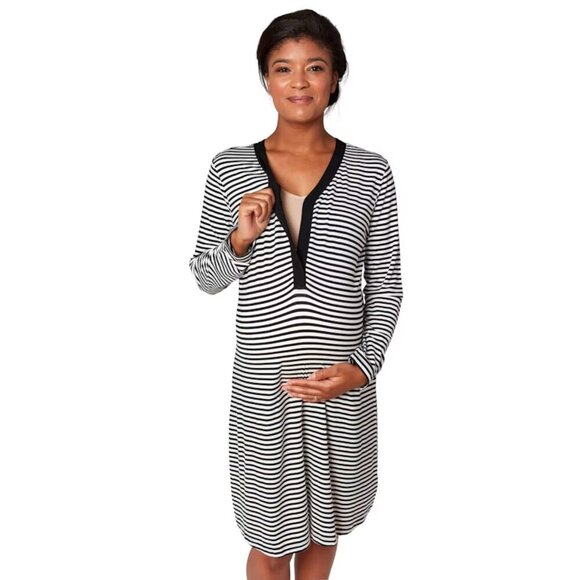 Magnetic Me Black and White Striped Striped Maternity Gown, size 4/6 Small - Picture 10 of 10